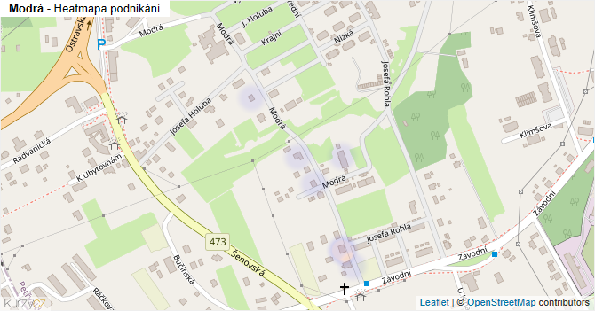 Modrá - mapa podnikání