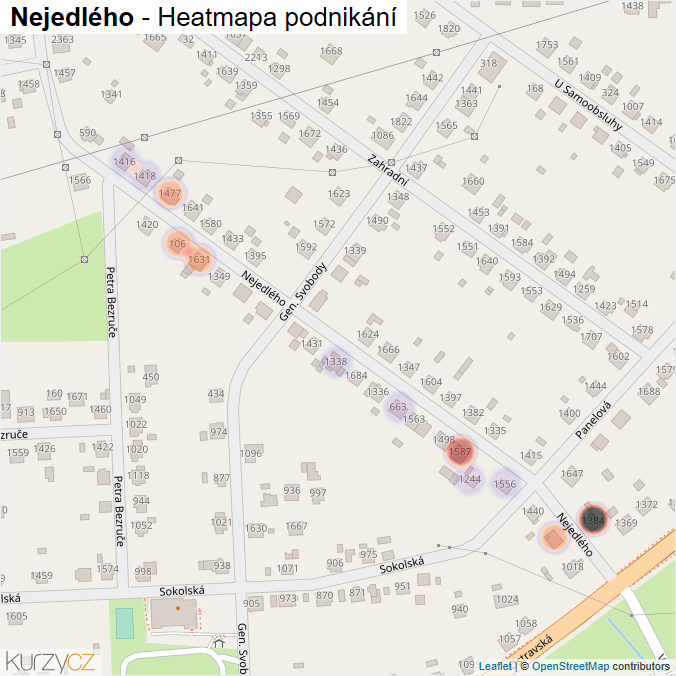 Mapa Nejedlého - Firmy v ulici.