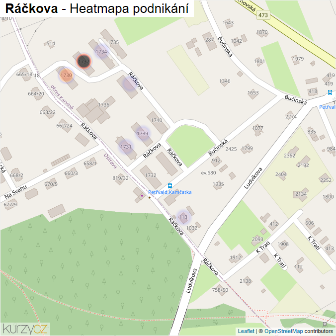 Mapa Ráčkova - Firmy v ulici.
