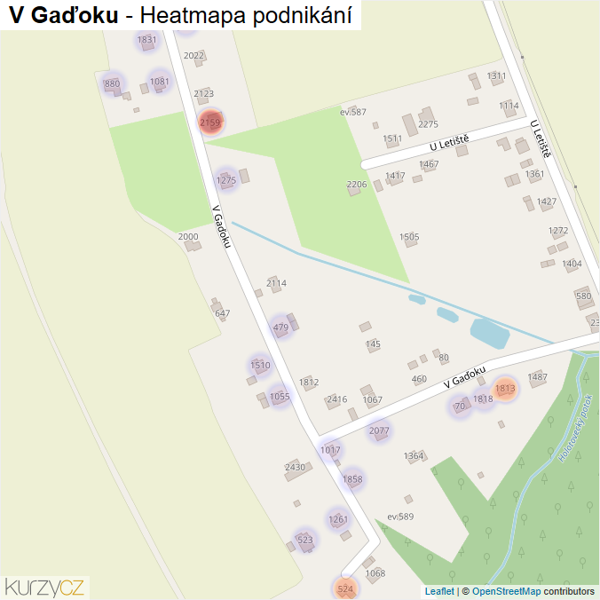 Mapa V Gaďoku - Firmy v ulici.