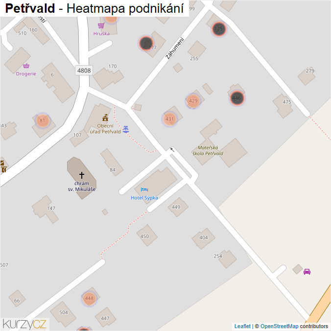 Mapa Petřvald - Firmy v obci.