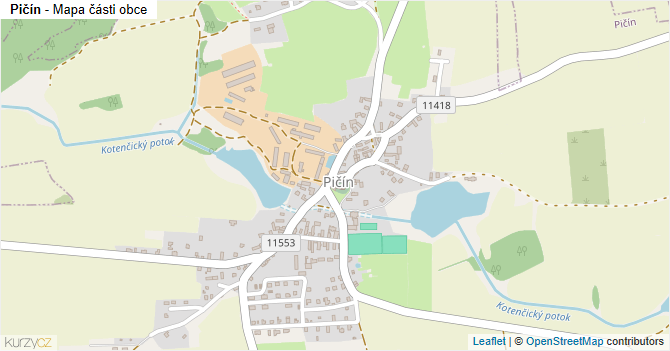 Pičín - mapa části obce