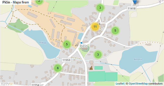 Pičín - mapa firem