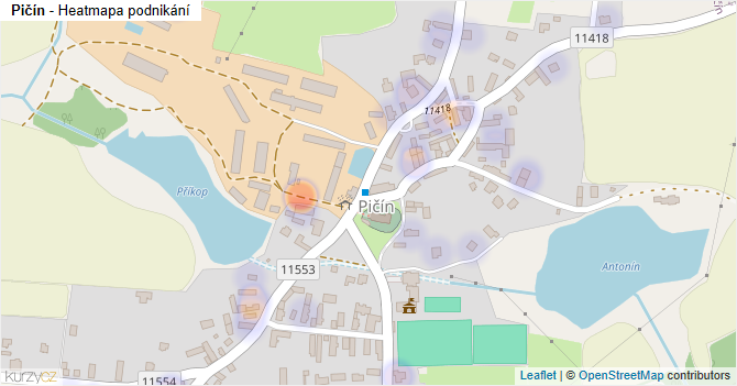 Pičín - mapa podnikání