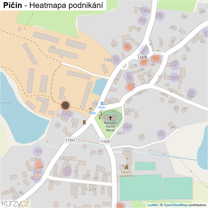 Mapa Pičín - Firmy v části obce.