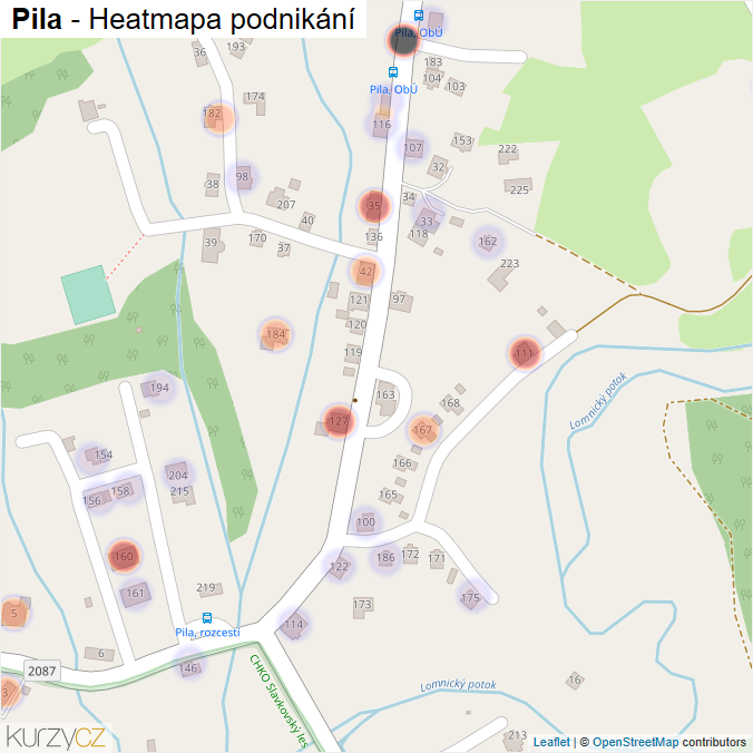 Mapa Pila - Firmy v části obce.