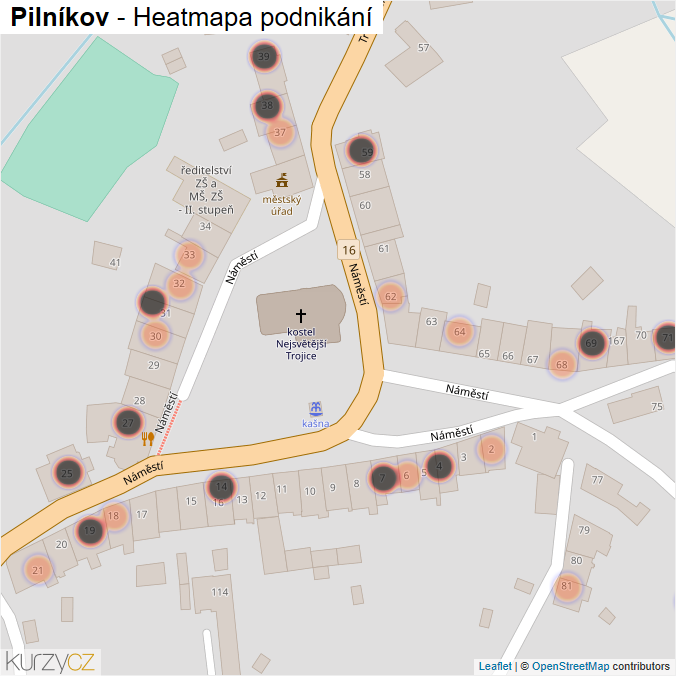 Mapa Pilníkov - Firmy v obci.
