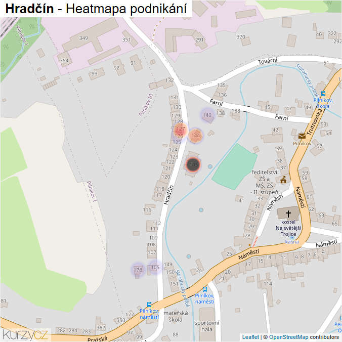 Mapa Hradčín - Firmy v ulici.