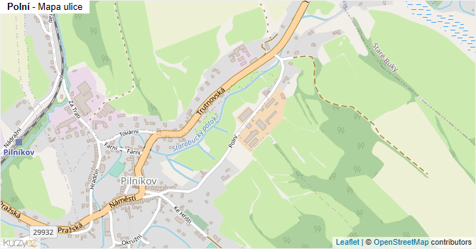 Polní - mapa ulice