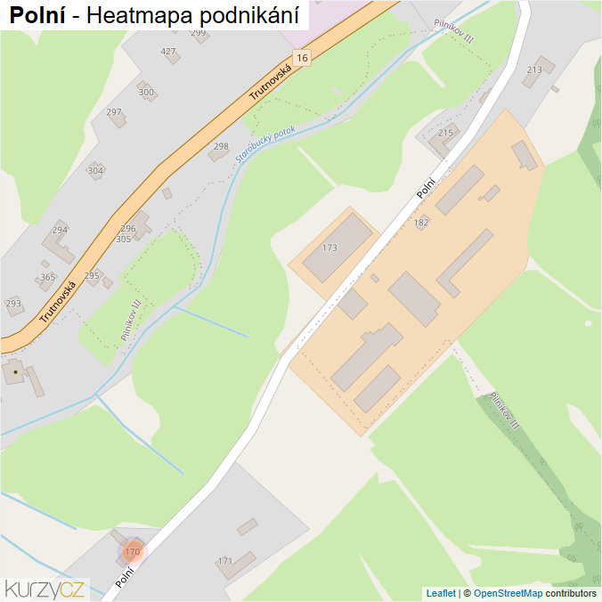 Mapa Polní - Firmy v ulici.