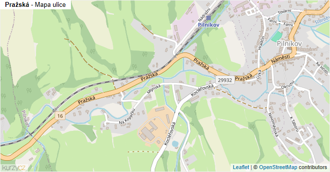 Pražská - mapa ulice