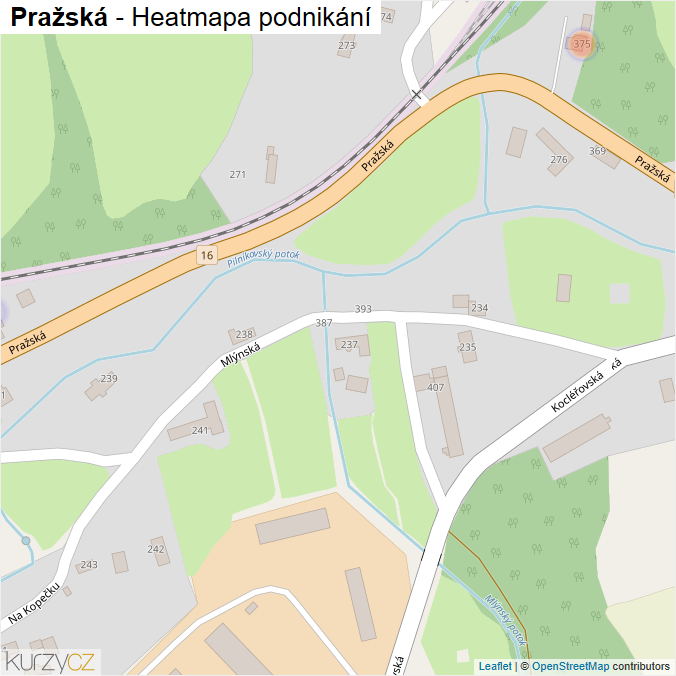Mapa Pražská - Firmy v ulici.