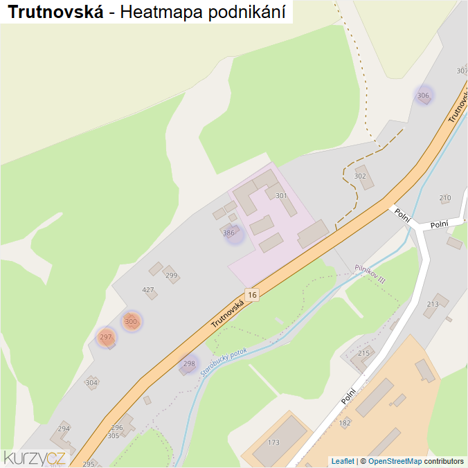 Mapa Trutnovská - Firmy v ulici.