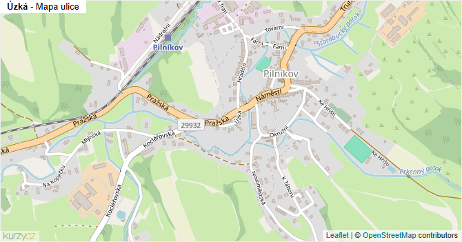 Úzká - mapa ulice