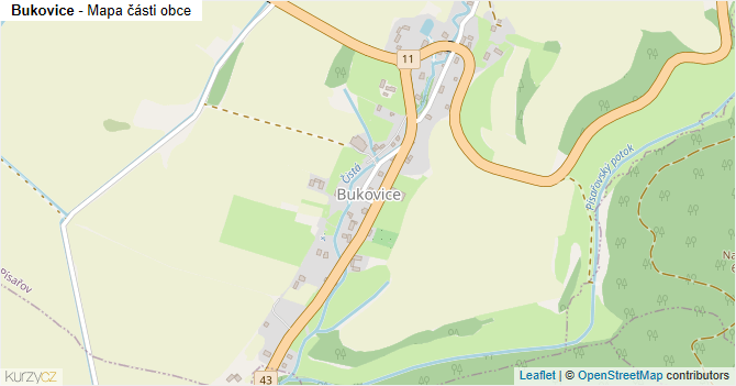 Bukovice - mapa části obce