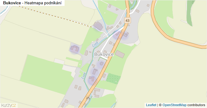 Bukovice - mapa podnikání