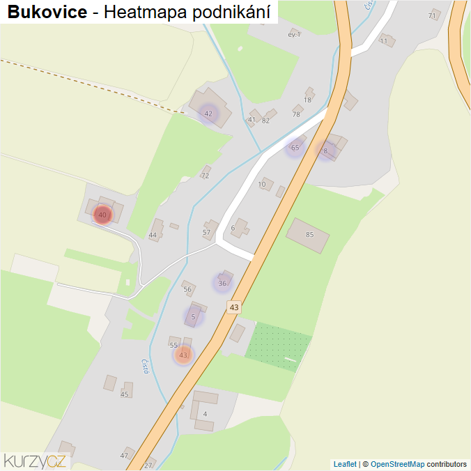 Mapa Bukovice - Firmy v části obce.