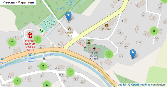 Písečná - mapa firem