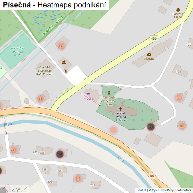 Mapa Písečná - Firmy v obci.