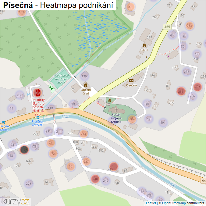 Mapa Písečná - Firmy v části obce.