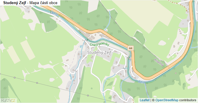 Studený Zejf - mapa části obce