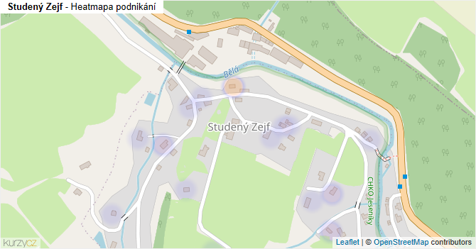 Studený Zejf - mapa podnikání