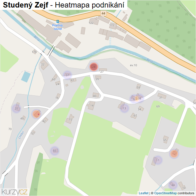 Mapa Studený Zejf - Firmy v části obce.