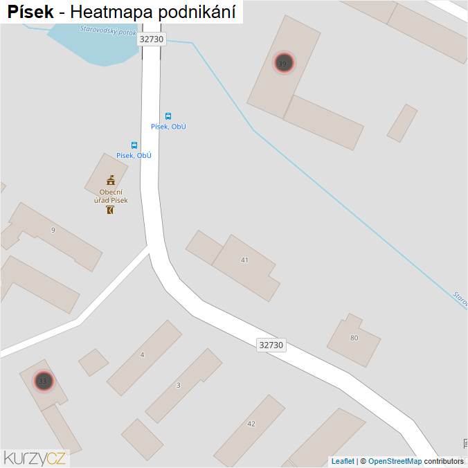 Mapa Písek - Firmy v obci.