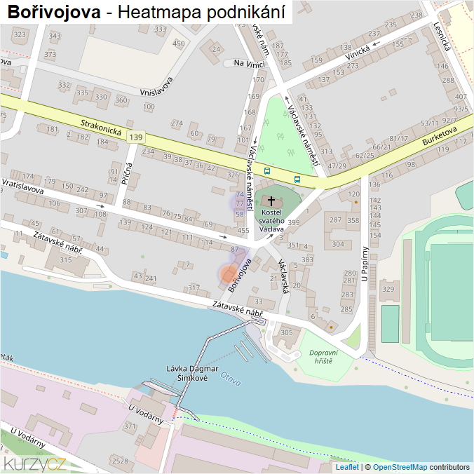 Mapa Bořivojova - Firmy v ulici.