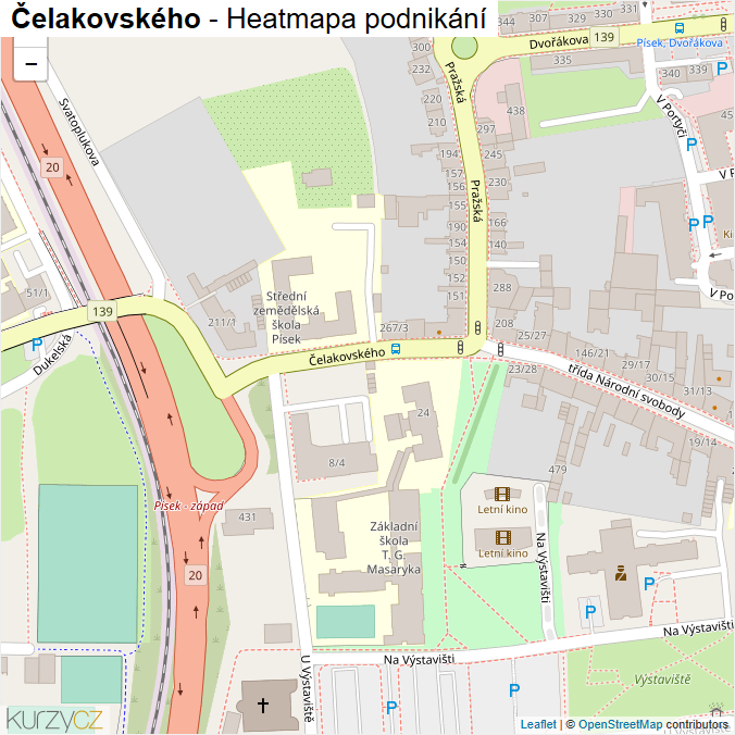 Mapa Čelakovského - Firmy v ulici.