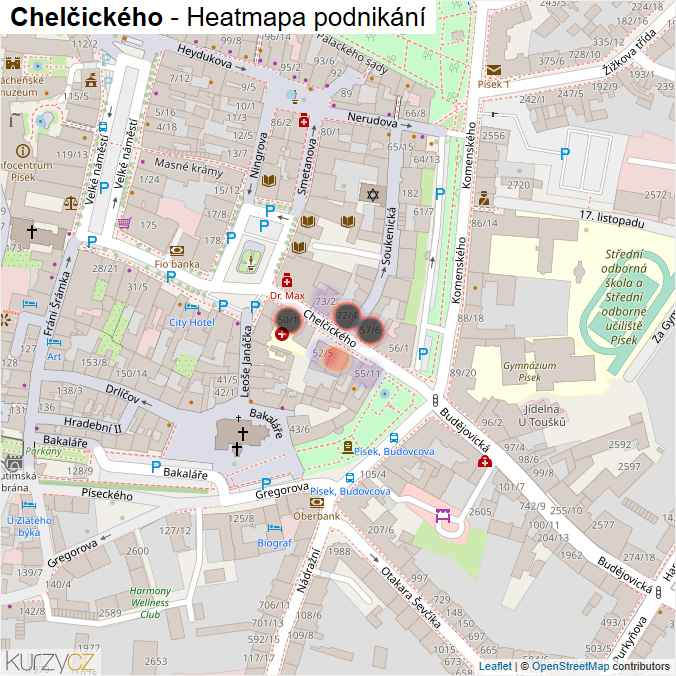 Mapa Chelčického - Firmy v ulici.