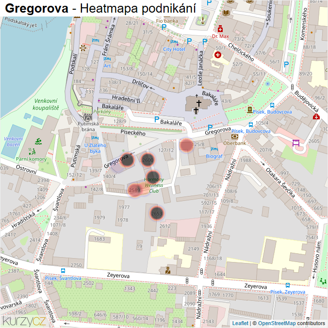 Mapa Gregorova - Firmy v ulici.