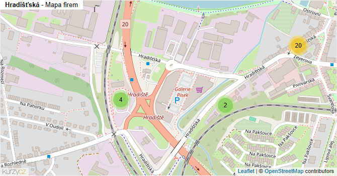 Hradišťská - mapa firem
