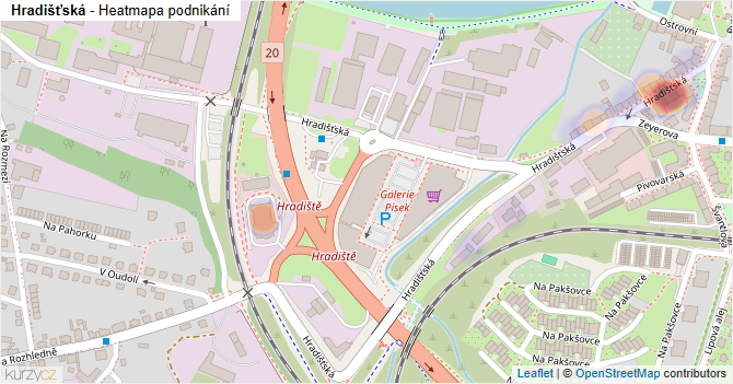 Hradišťská - mapa podnikání