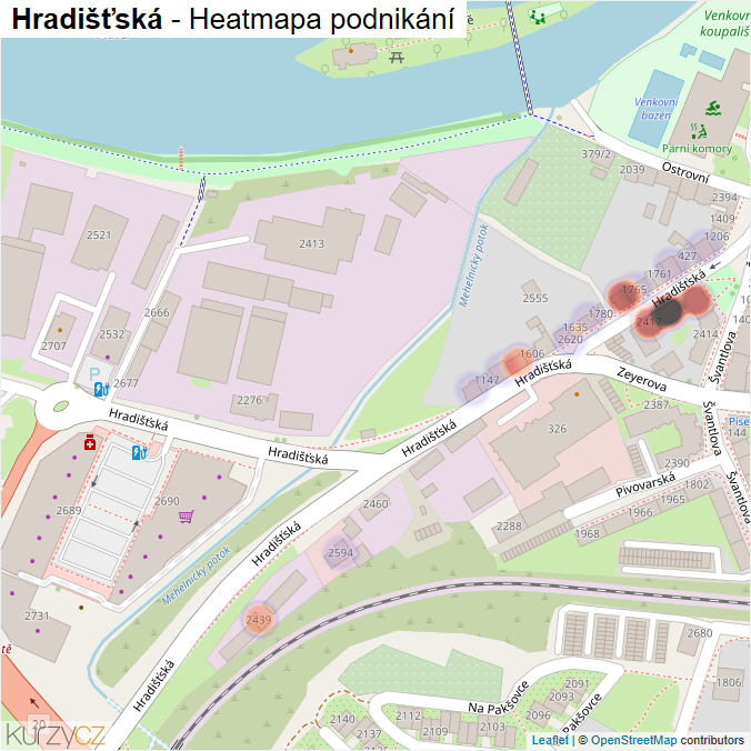 Mapa Hradišťská - Firmy v ulici.