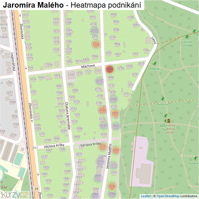 Mapa Jaromíra Malého - Firmy v ulici.