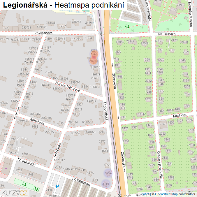 Mapa Legionářská - Firmy v ulici.