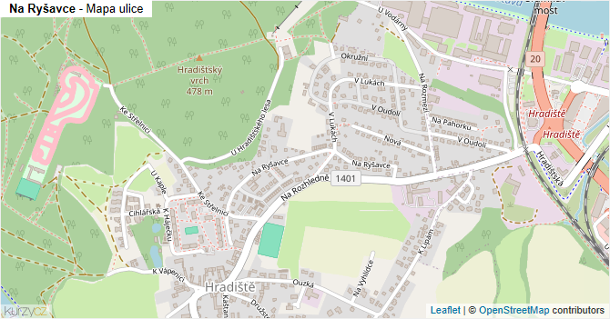 Na Ryšavce - mapa ulice