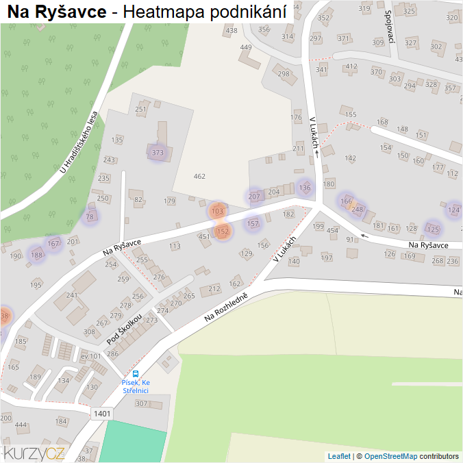 Mapa Na Ryšavce - Firmy v ulici.