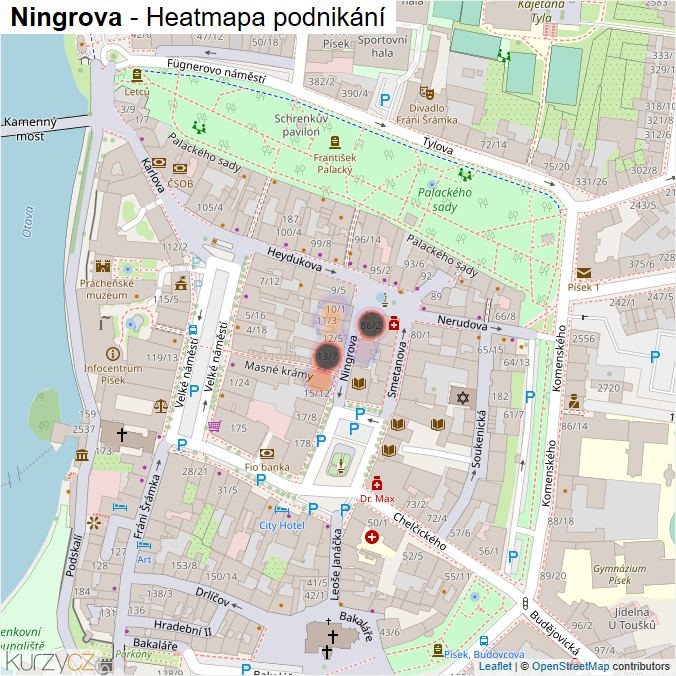 Mapa Ningrova - Firmy v ulici.