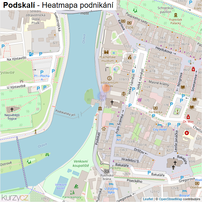 Mapa Podskalí - Firmy v ulici.
