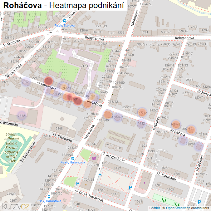 Mapa Roháčova - Firmy v ulici.