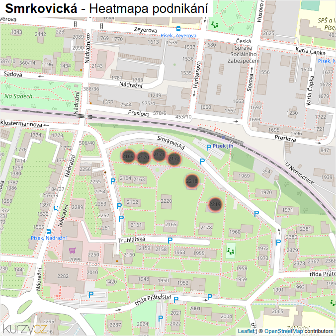 Mapa Smrkovická - Firmy v ulici.