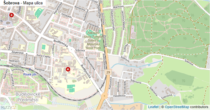 Šobrova - mapa ulice