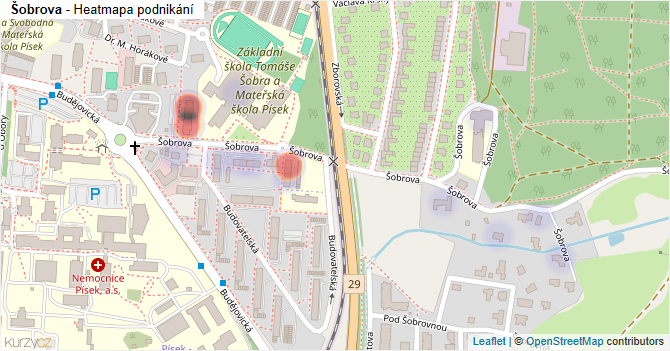 Šobrova - mapa podnikání