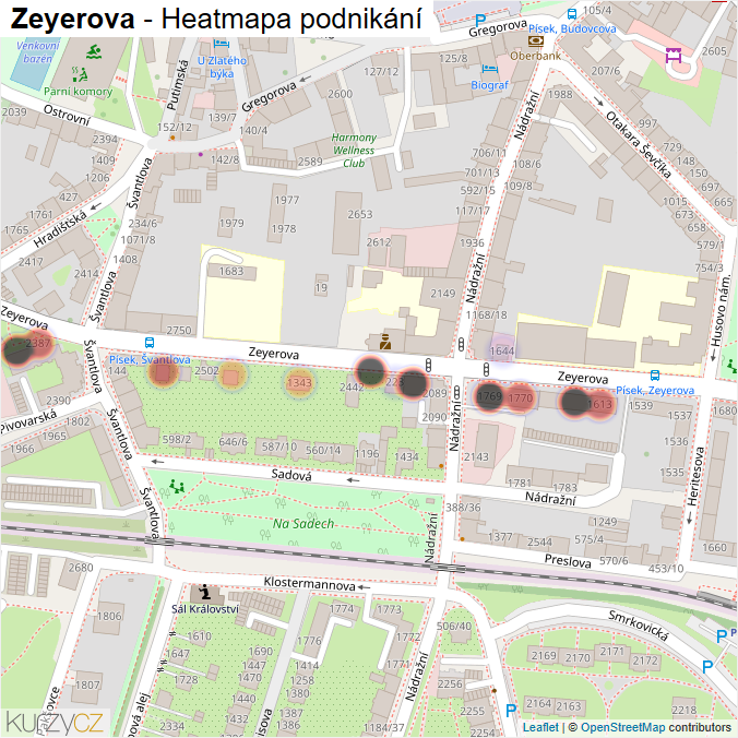 Mapa Zeyerova - Firmy v ulici.