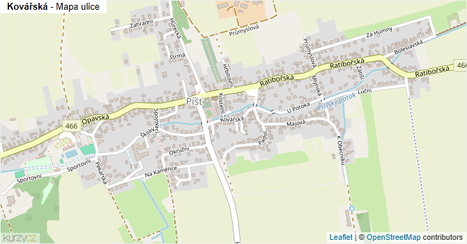 Kovářská - mapa ulice