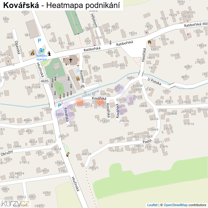 Mapa Kovářská - Firmy v ulici.