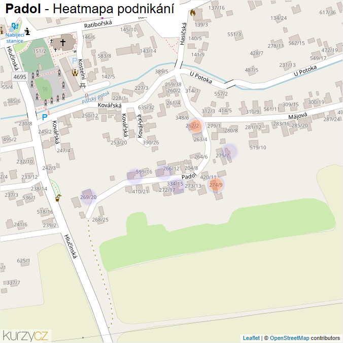 Mapa Padol - Firmy v ulici.
