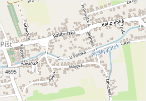 U Potoka v obci Píšť - mapa ulice